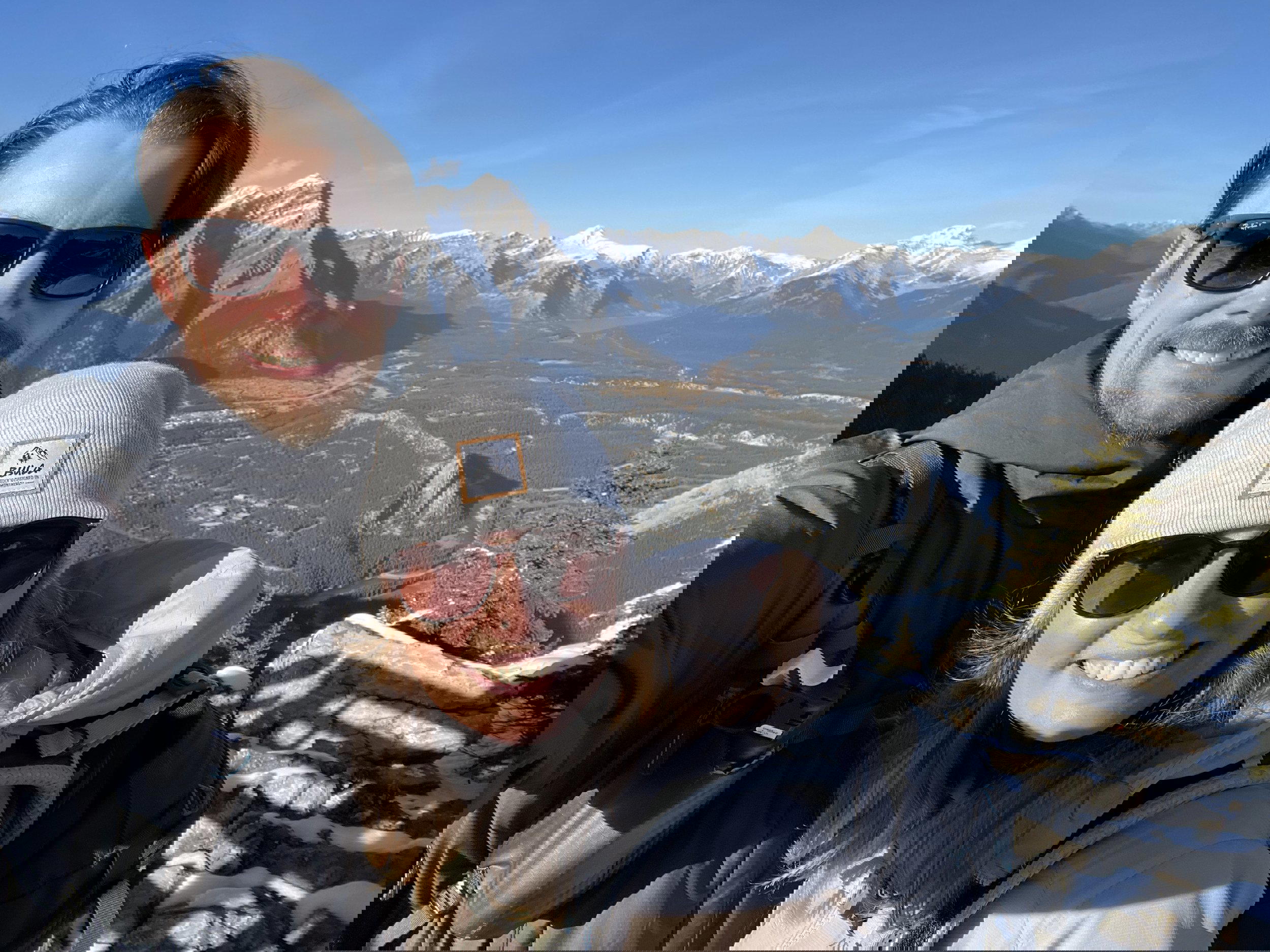 Stefan and Kathrin on a mountain top overlooking Jasper, Canada
