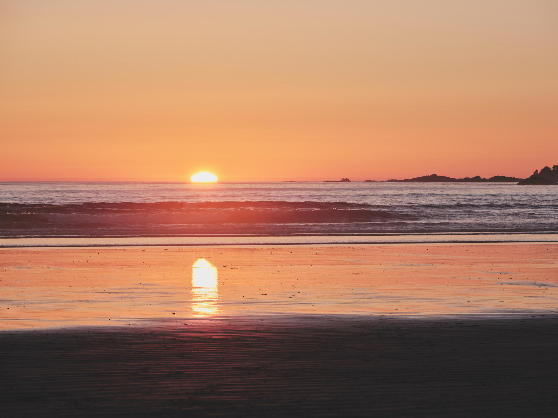 Snow-covered alpine ridge at golden hour