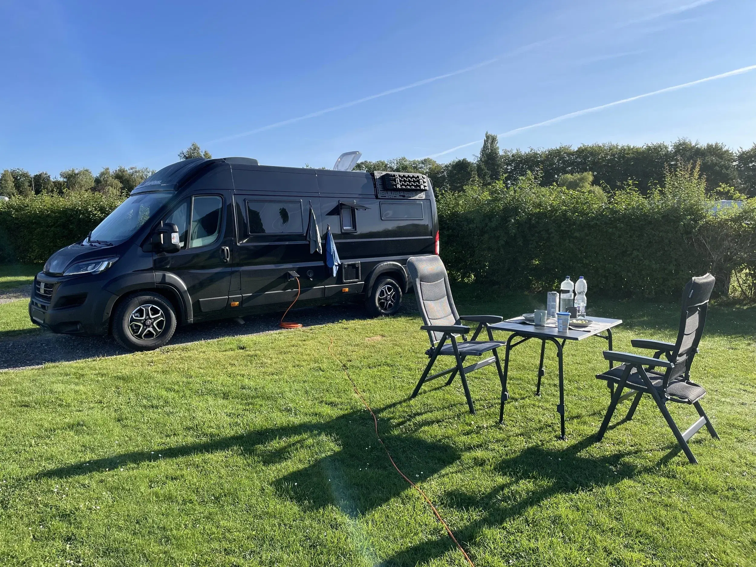 Image of Wilma and some of our equipment laid out in front of her.