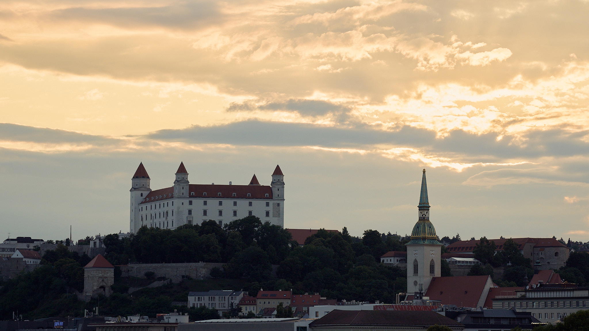 View of Bratislava Castle at Sunset