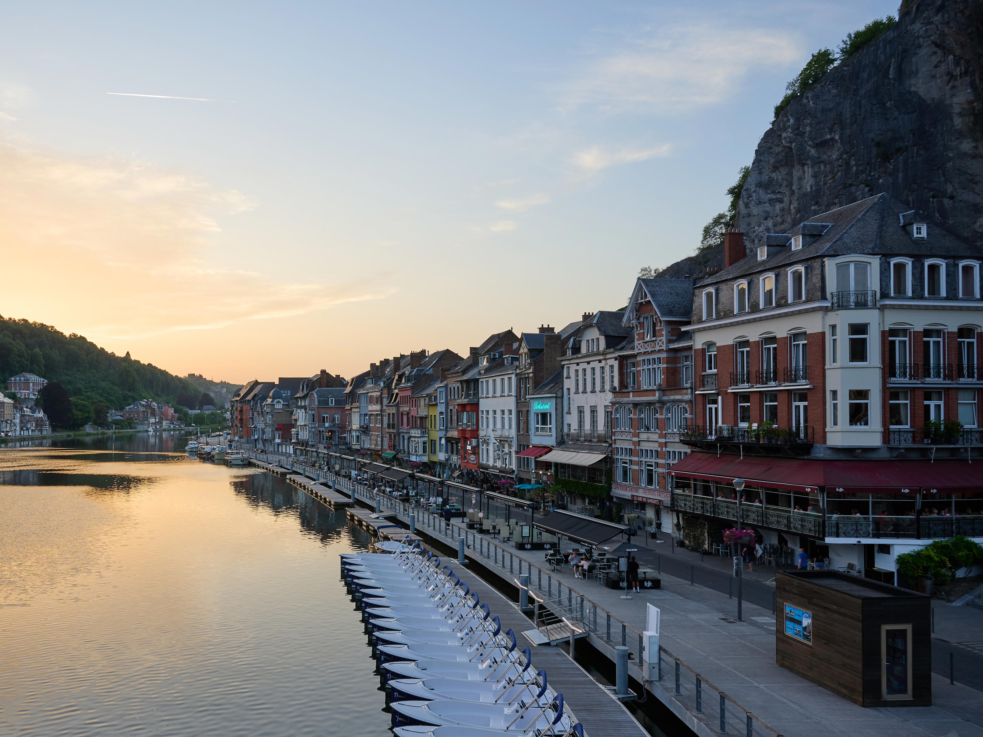 Iconic view of Dinant river with houses