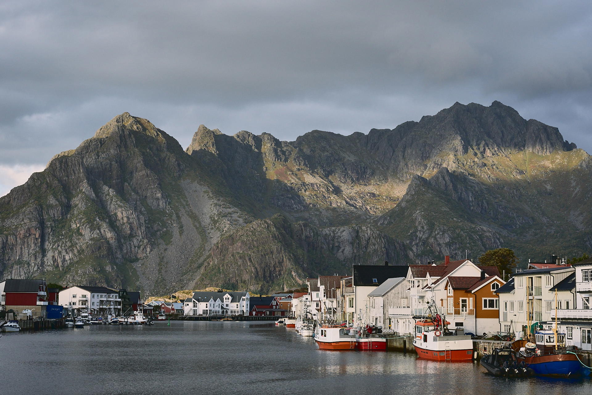 View of henningsvaer harbour
