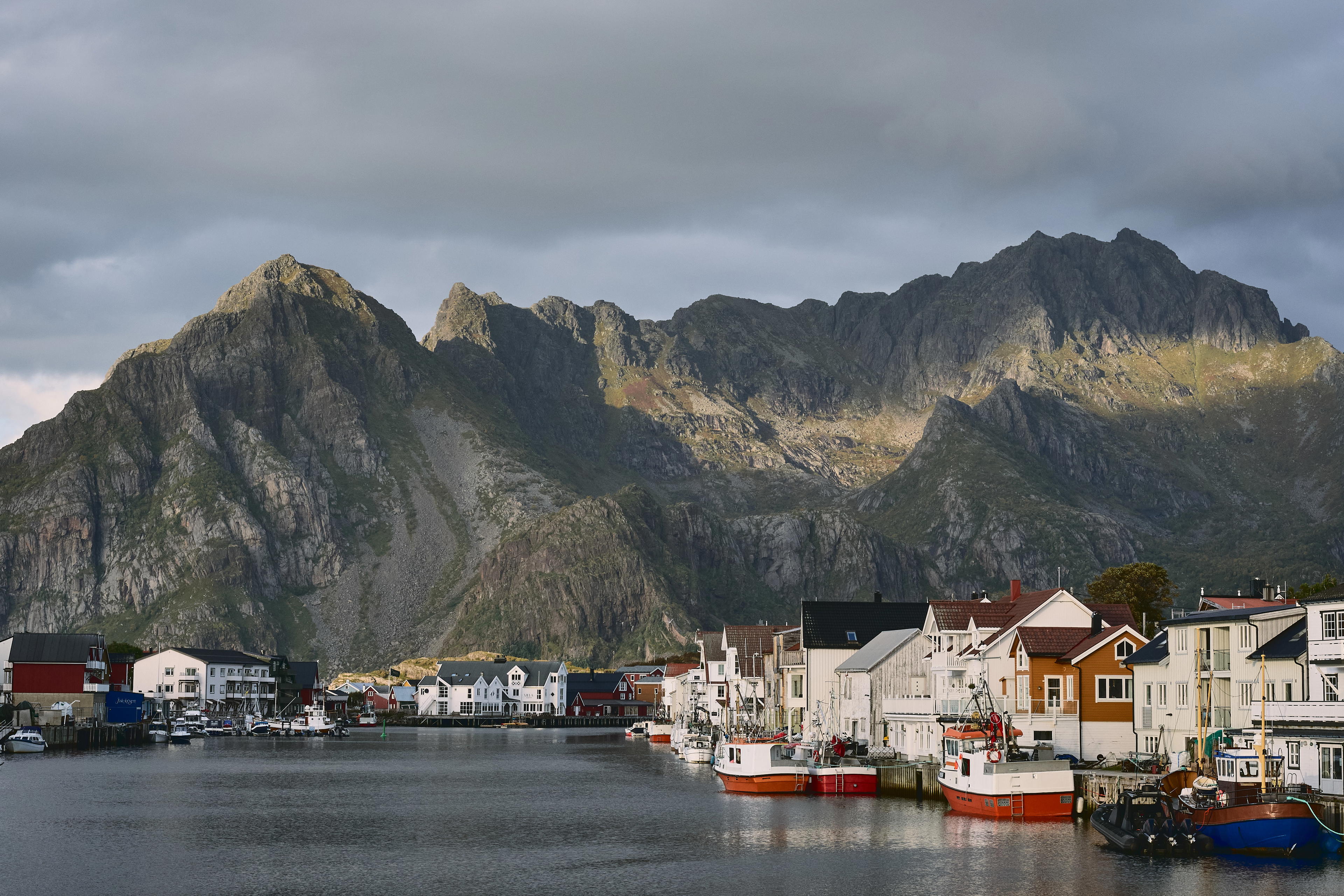 View of henningsvaer harbour