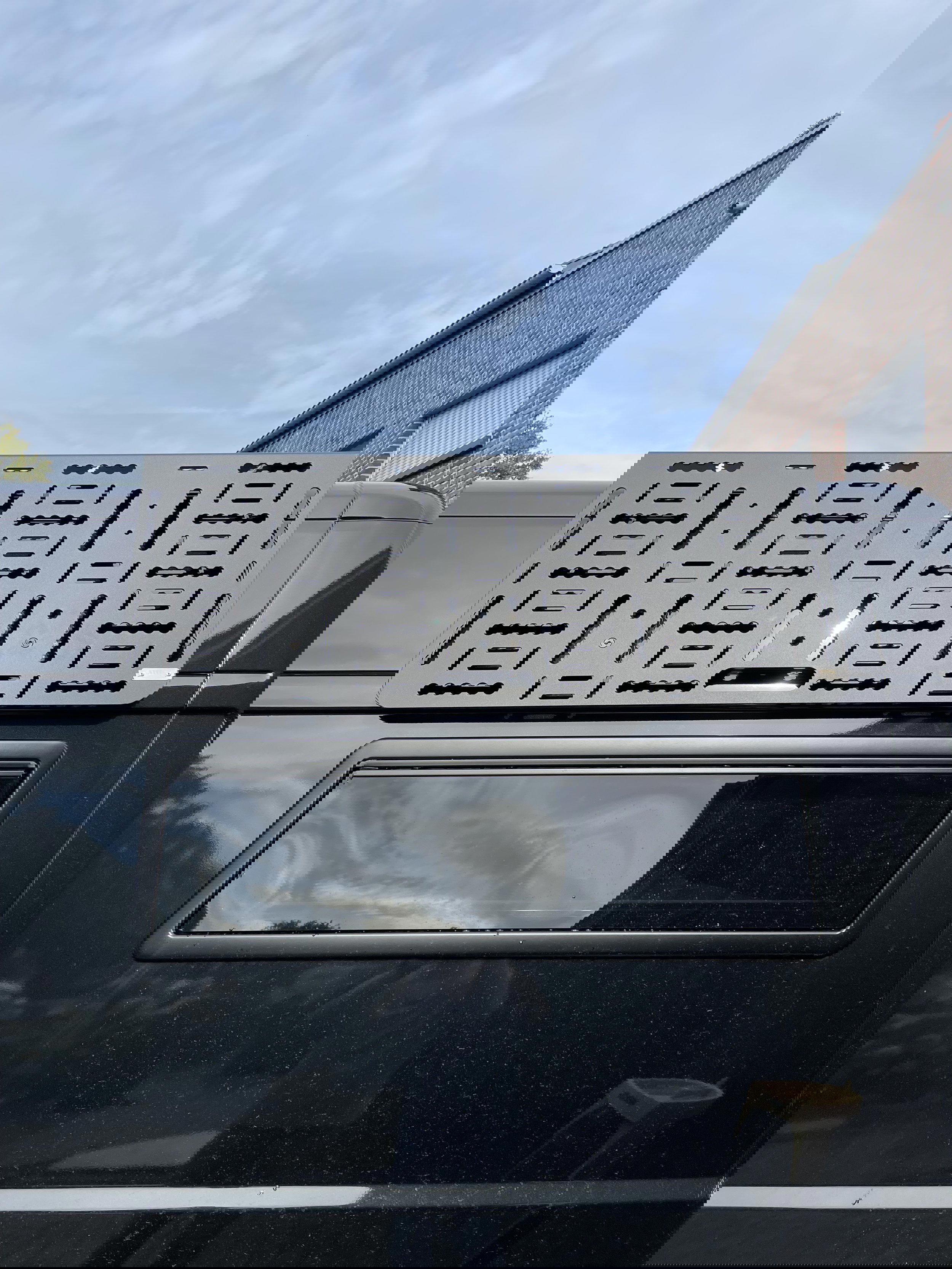 Image of the installed toolboard on the side of the van